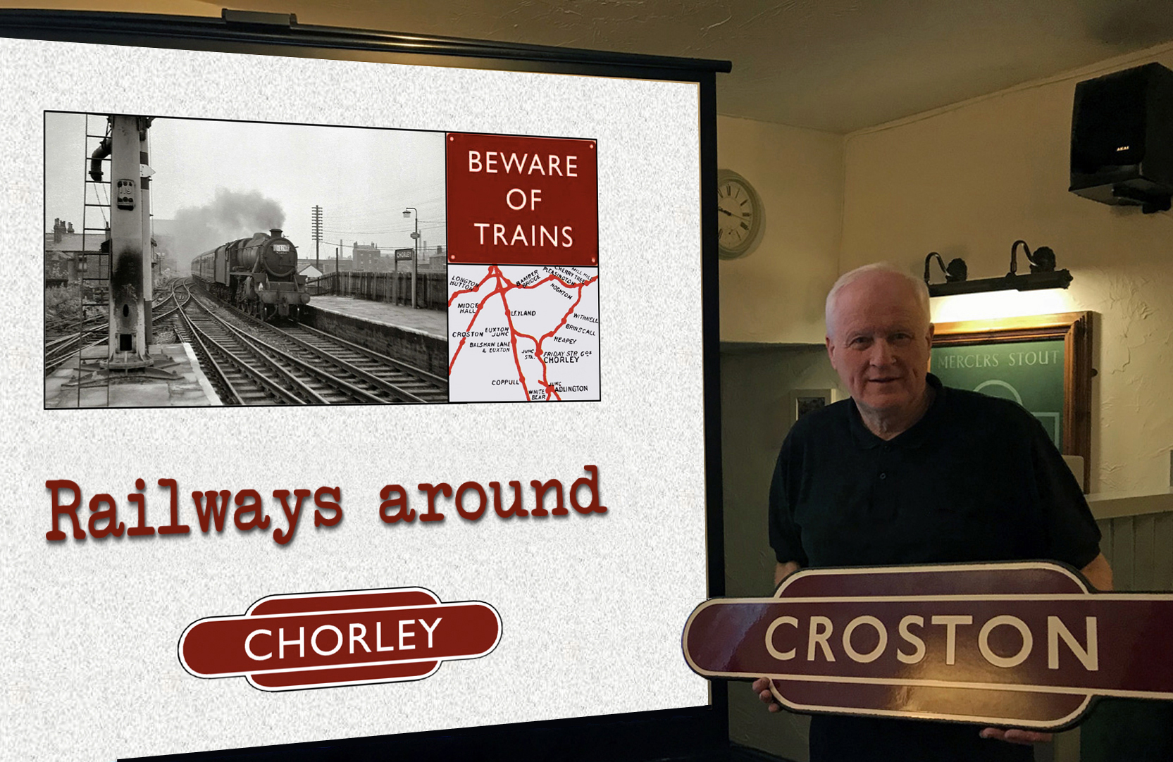 Steve presenting his railway talk